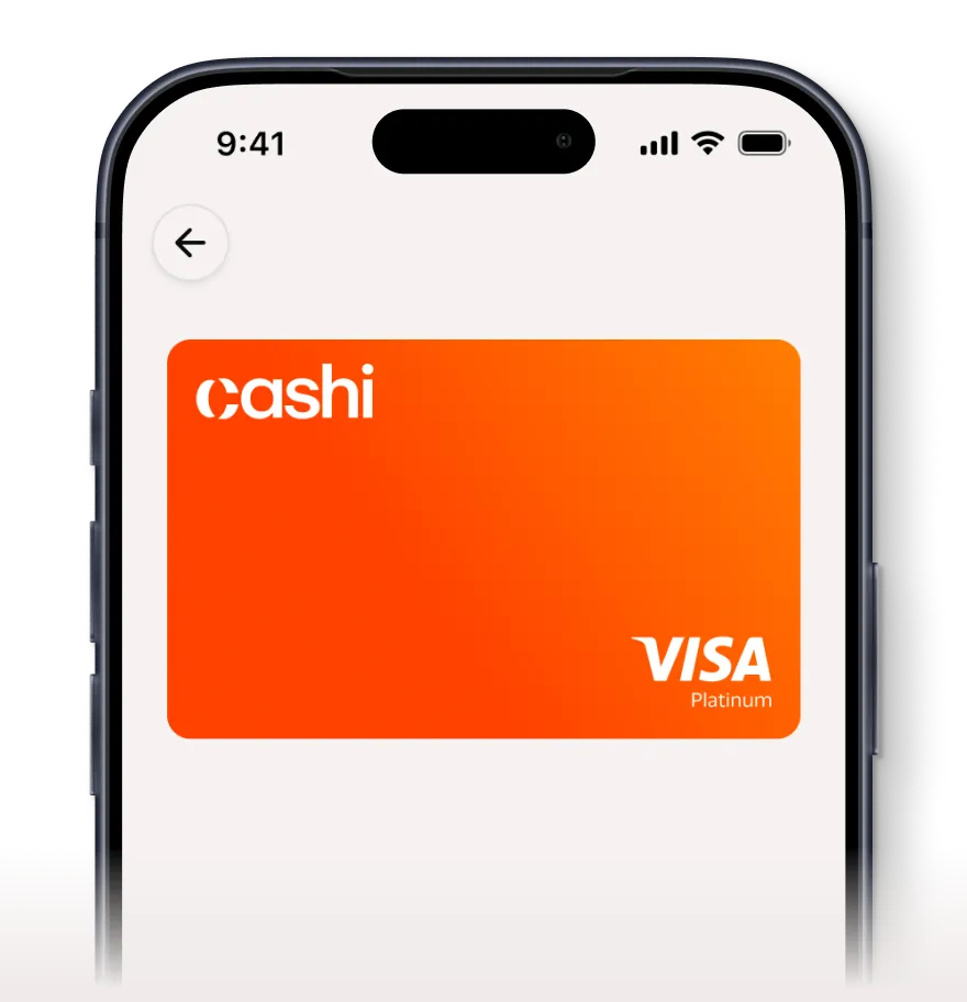 Cashi card in the app
